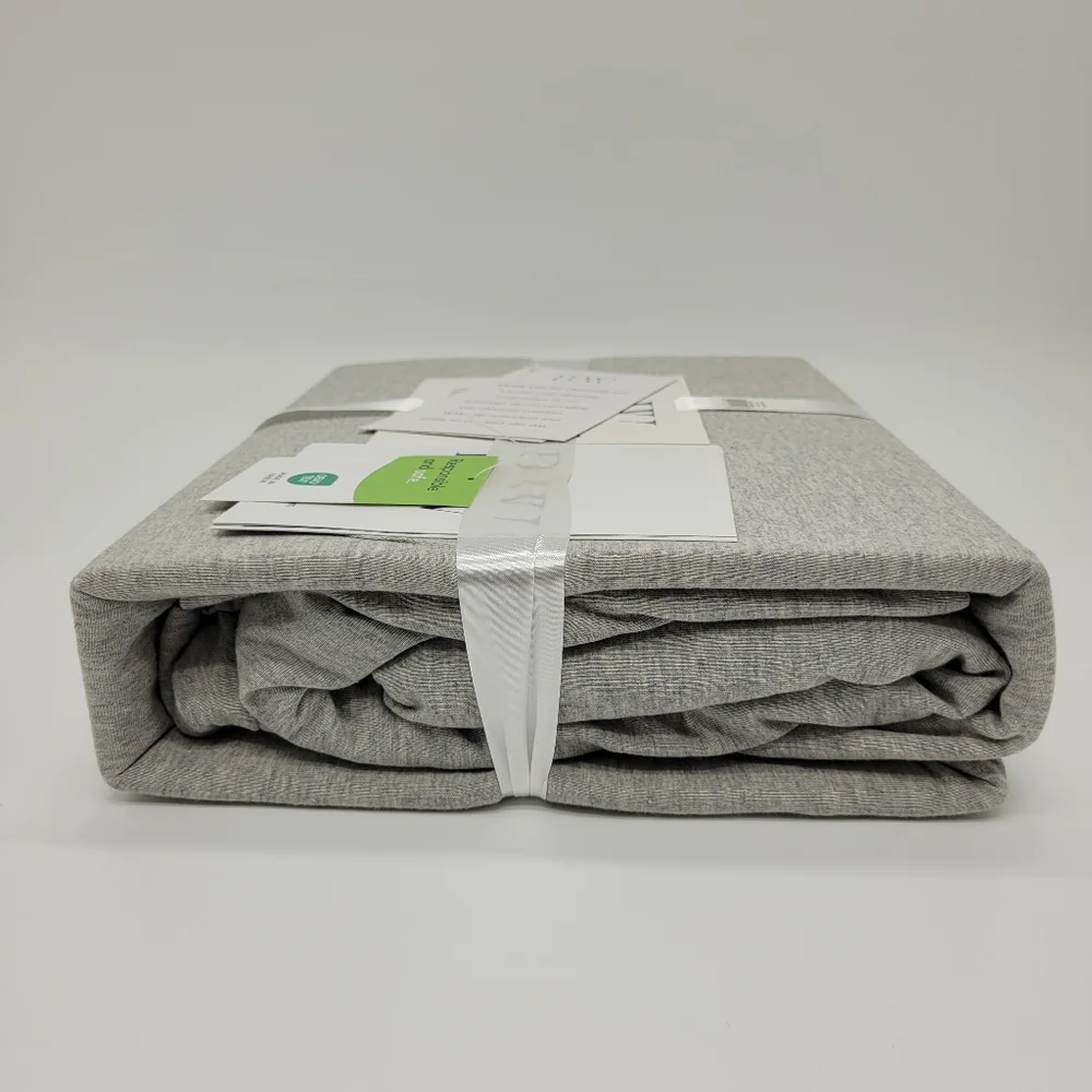 Briarwood Home Twin Jersey Knit Sheet Set Heathered Gray 3 Pc Bedding NEW FLAW